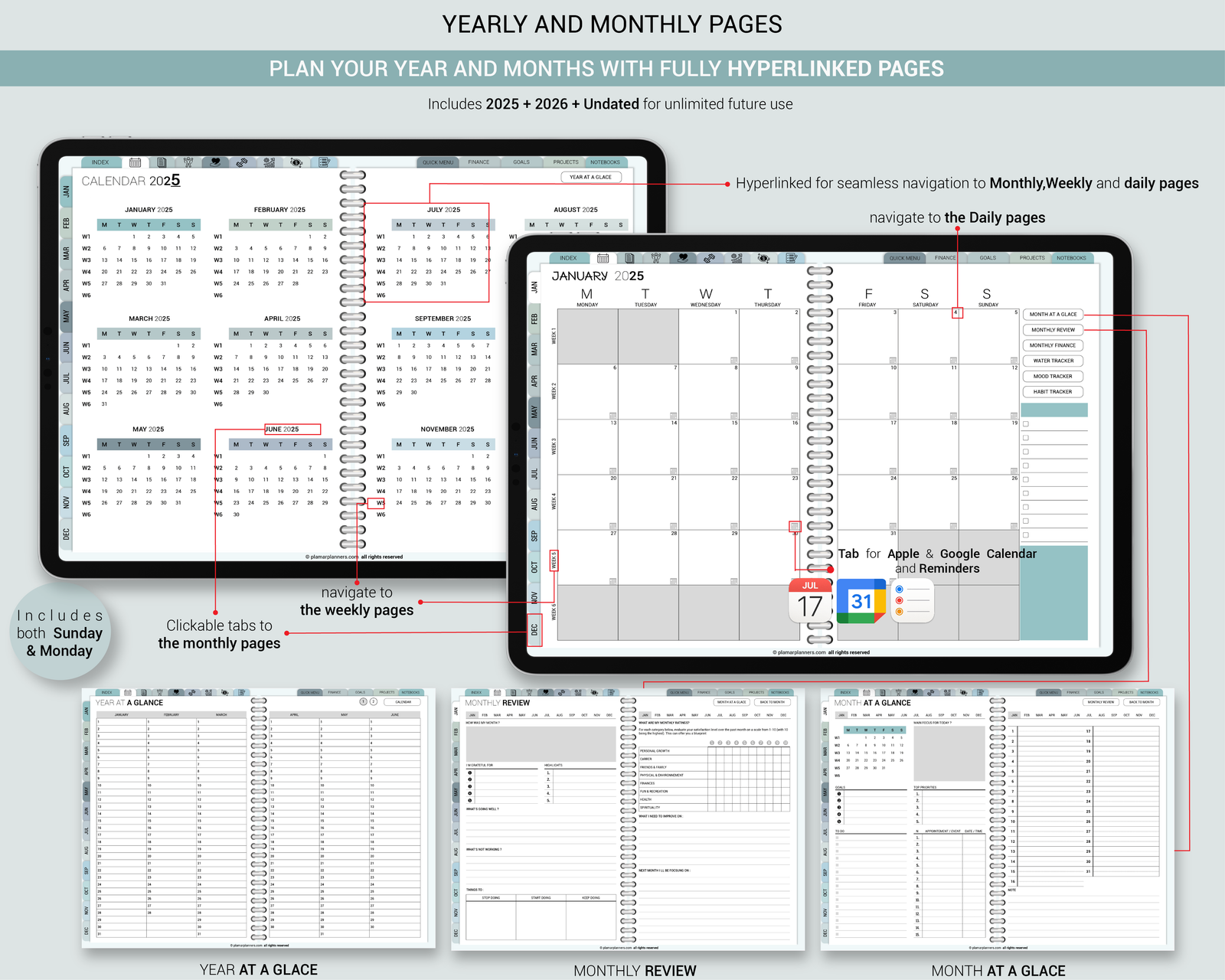 Digital Planner 2026-2027-2028 + Undated | GoodNotes, iPad, Notability | Daily, Weekly, Monthly Planner with Digital Stickers & Calendar - Image 3