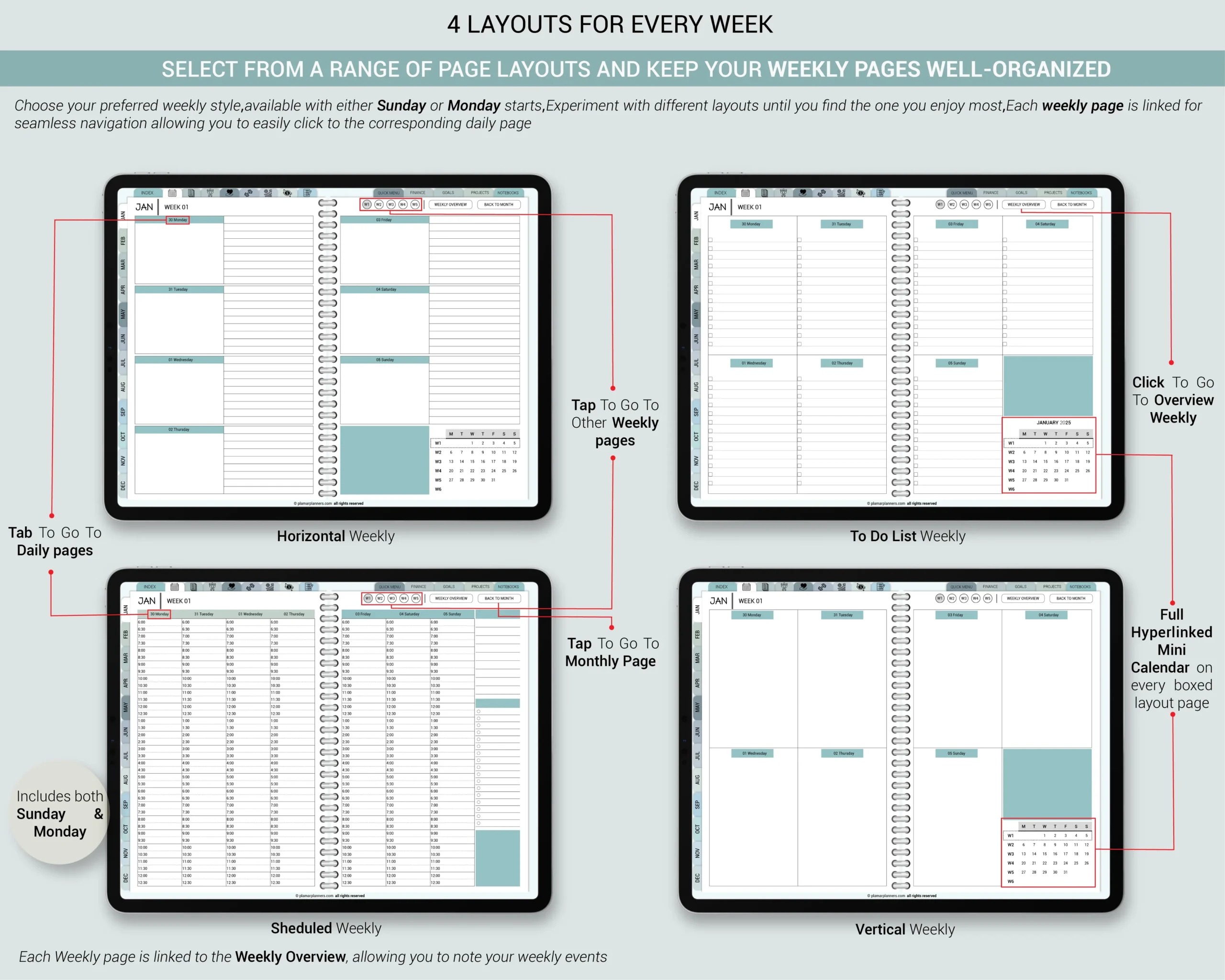 Pink digital planner preview