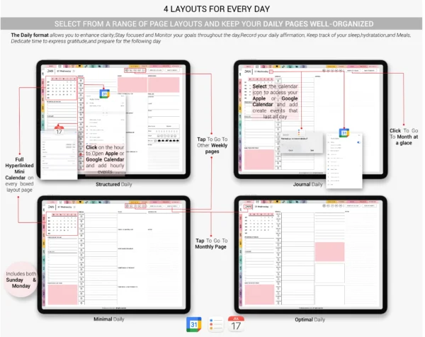 Digital Planner 2025 2026 & Undated No spread Rainbow Theme - Image 3