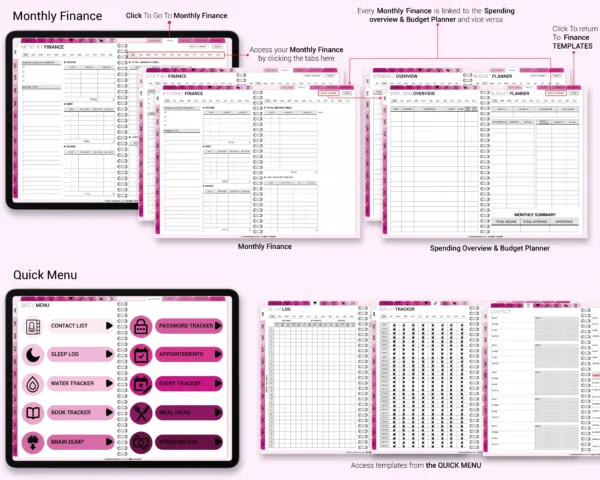 Digital Planner 2025 & Undated Pink Rose Theme | Goodnotes, iPad, Notability | Daily, Weekly, Monthly Planner | Digital Stickers & Calendar - Image 10