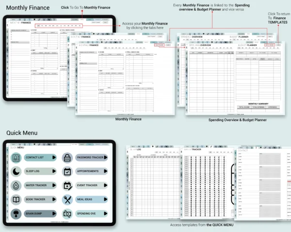 Digital Planner 2025 Undated No spread Blue Theme | Goodnotes, iPad, Notability | Daily, Weekly, Monthly Planner | Digital Stickers & Calendar - Image 8