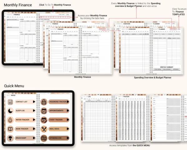 Digital Planner 2025 2026 & Undated With spread Boho Theme - Image 7