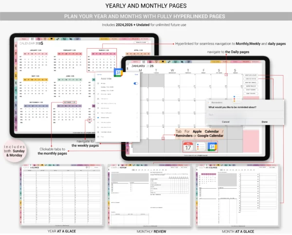 Digital Planner 2025 2026 & Undated No spread Rainbow Theme - Image 2