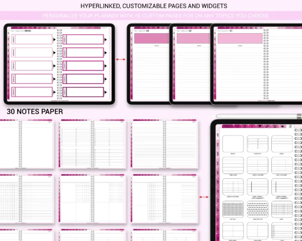 Digital Planner 2025 & Undated Pink Rose Theme | Goodnotes, iPad, Notability | Daily, Weekly, Monthly Planner | Digital Stickers & Calendar - Image 9