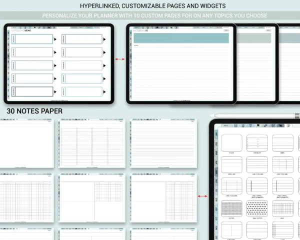 Digital Planner 2025 Undated No spread Blue Theme | Goodnotes, iPad, Notability | Daily, Weekly, Monthly Planner | Digital Stickers & Calendar - Image 10