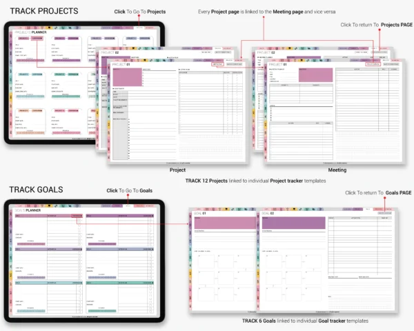 Digital Planner 2025 2026 & Undated No spread Rainbow Theme - Image 4