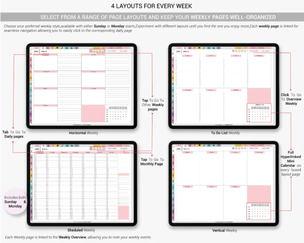 Digital Planner 2025 2026 & Undated No spread Rainbow Theme - Image 5