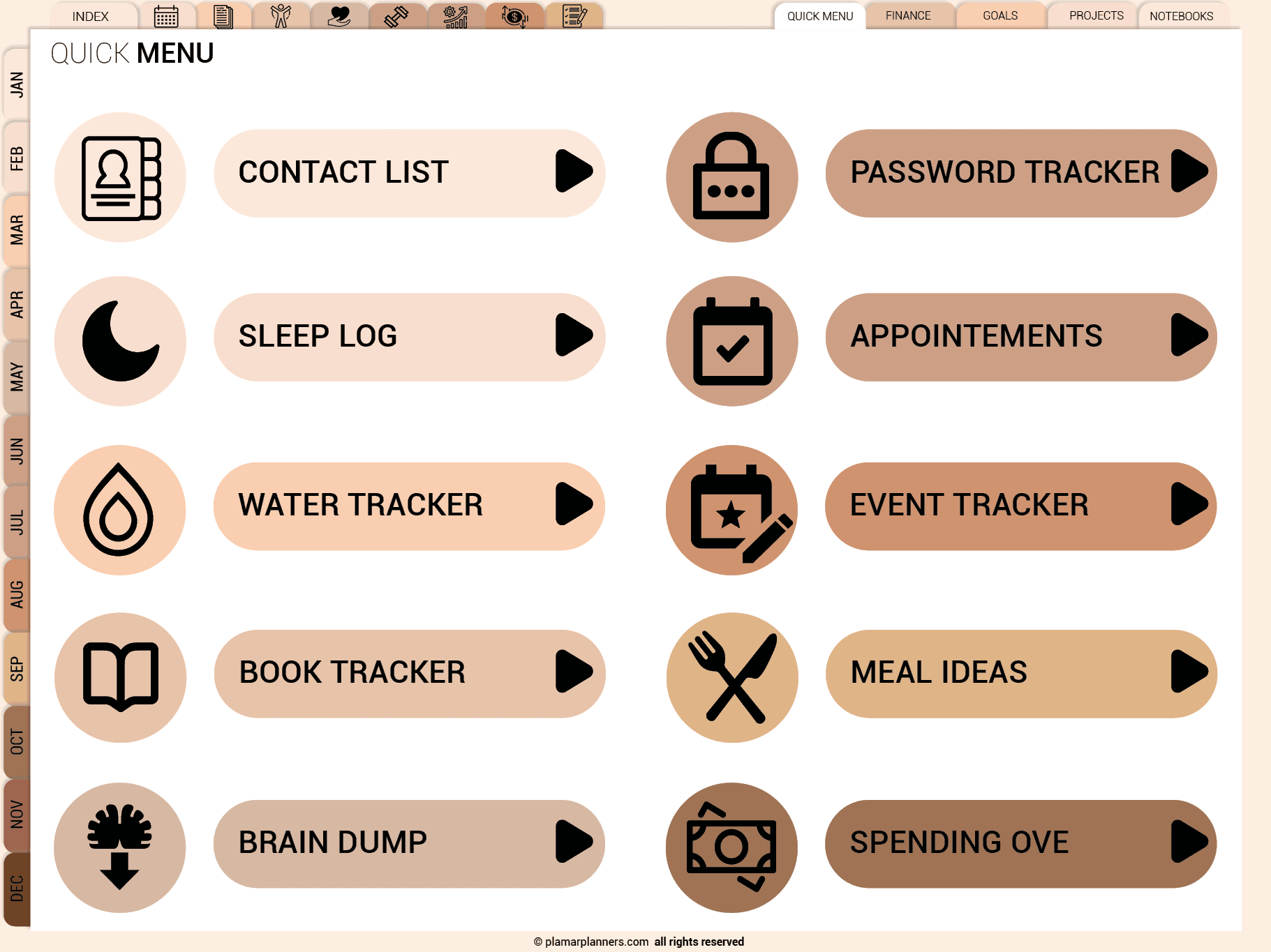 All Ine One Digital Planner ( Welness planners - Productivity planners - Lifestyle planners - Finance planners - Health Planners )