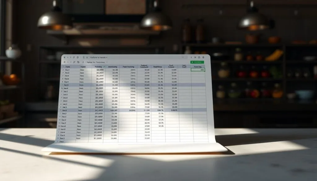 Food Inventory Calculation Spreadsheet