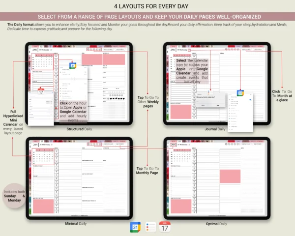 Digital Planner 2025 2026 & Undated No spread Jewel Tones Theme - Image 4