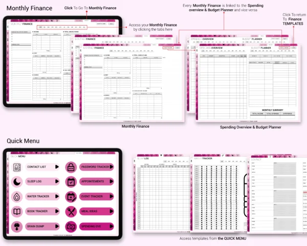 Digital Planner 2025 & Undated Pink Rose Theme | Goodnotes, iPad, Notability | Daily, Weekly, Monthly Planner | Digital Stickers & Calendar - Image 7