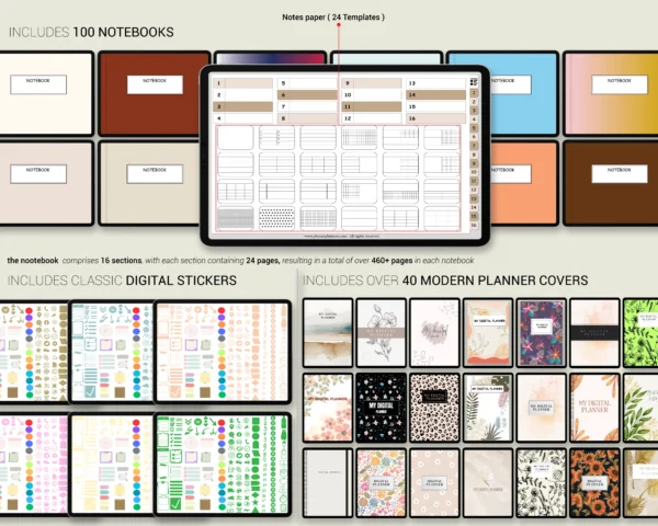 Digital Planner 2025 2026 & Undated No spread Jewel Tones Theme - Image 6