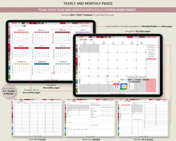 Digital Planner 2025 2026 & Undated No spread Jewel Tones Theme - Image 2