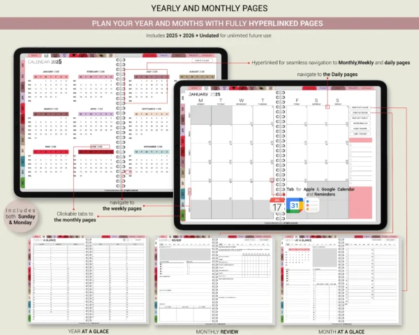 Digital Planner 2025 2026 & Undated With spread Jewel Tones Theme - Image 2