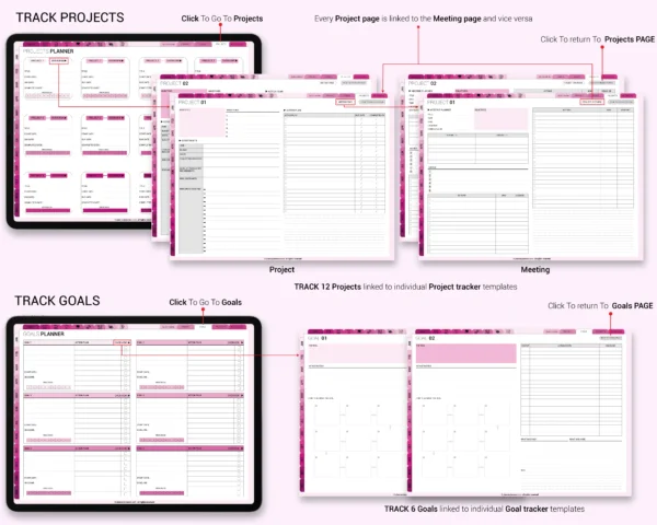 Digital Planner 2025 & Undated Pink Rose Theme | Goodnotes, iPad, Notability | Daily, Weekly, Monthly Planner | Digital Stickers & Calendar - Image 4