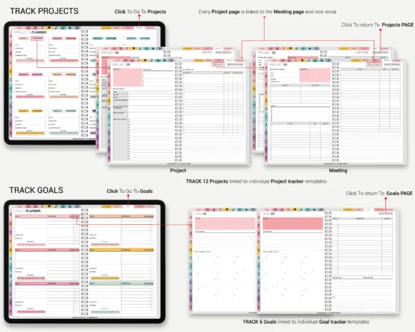 Digital Planner 2025 & Undated Rainbow Theme | Goodnotes, iPad, Notability | Daily, Weekly, Monthly Planner | Digital Stickers & Calendar - Image 8