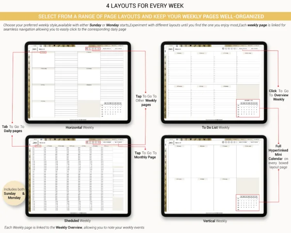 Digital Planner 2025 2026 & Undated No spread Beige Theme - Image 5