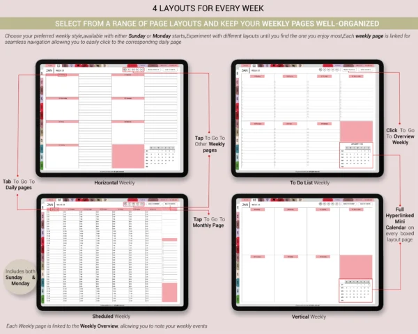 Digital Planner 2025 2026 & Undated No spread Jewel Tones Theme - Image 3