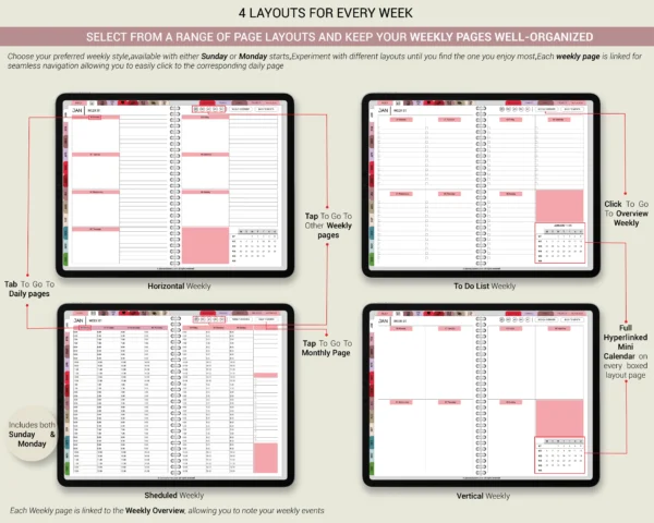 Digital Planner 2025 2026 & Undated With spread Jewel Tones Theme - Image 3