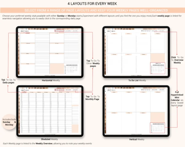 Digital Planner 2025 & Undated | Daily, Weekly, Monthly Planner | Digital Stickers & Calendar - Image 3