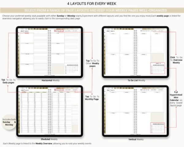 Digital Planner 2025 & Undated Spread | Goodnotes, iPad, Notability | Daily, Weekly, Monthly Planner | Digital Stickers & Calendar - Image 3