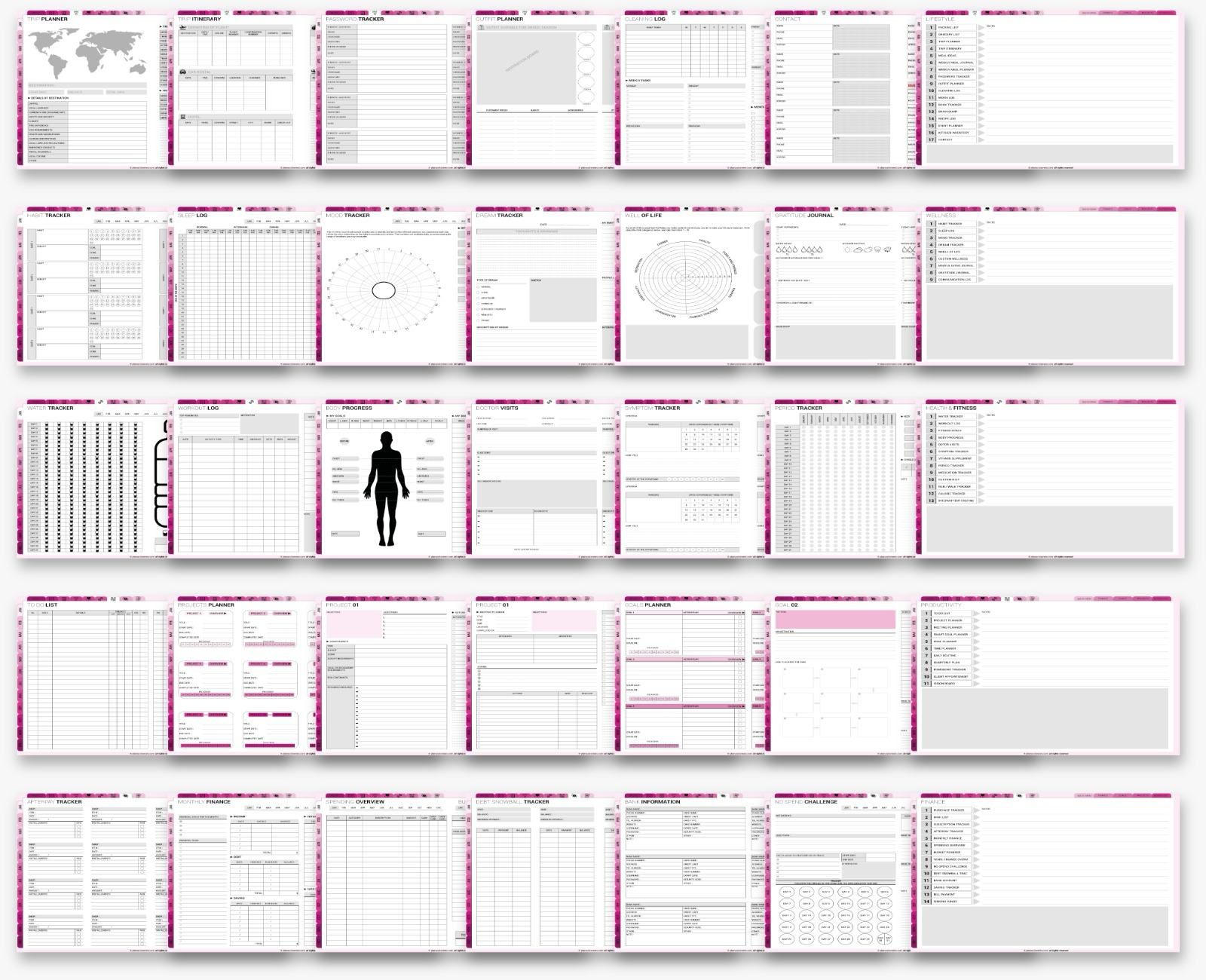 Digital planner pages collage preview